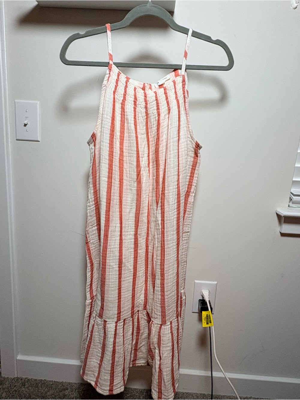 Striped Sleeveless Maxi Dress in Cream & Coral